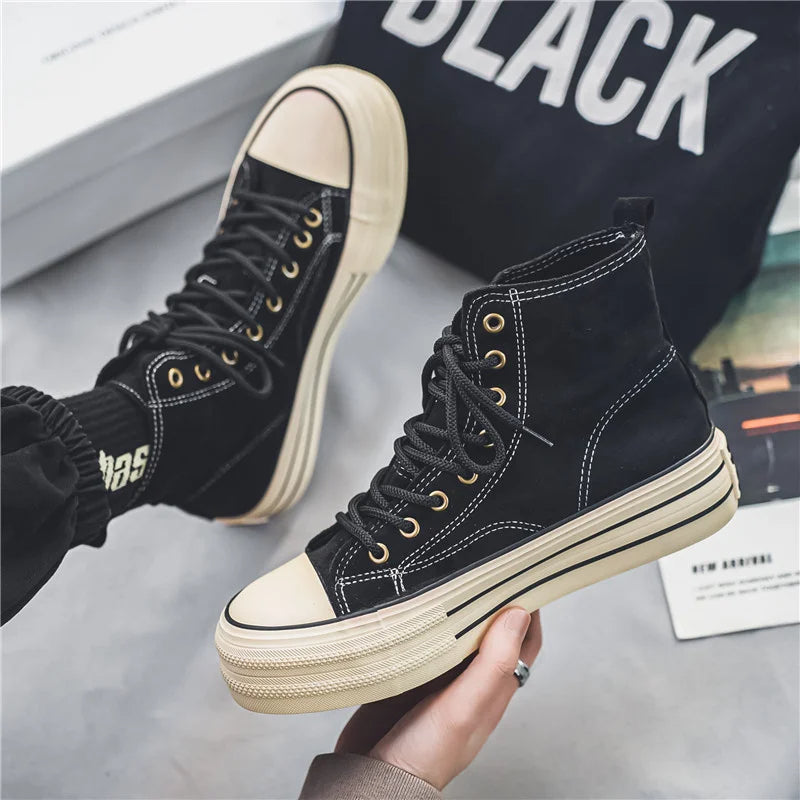 Women's Premium Washed Suede High-Top Platform Trainers Corvine
