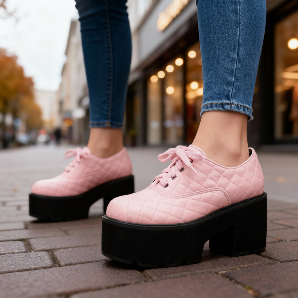Women's Quilted Platform Lace-Up Shoes Corvine