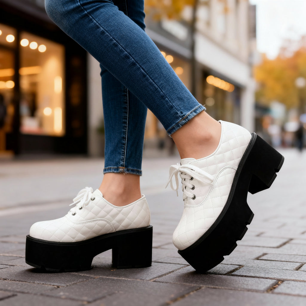 Women's Quilted Platform Lace-Up Shoes Corvine