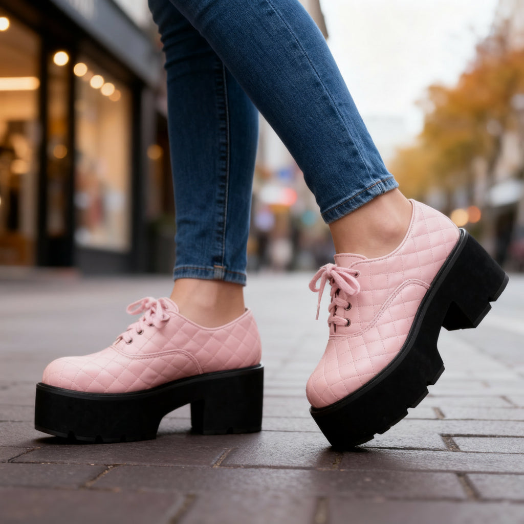 Women's Quilted Platform Lace-Up Shoes Corvine