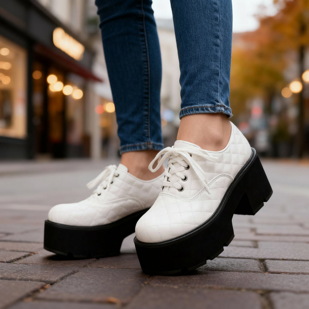 Women's Quilted Platform Lace-Up Shoes Corvine