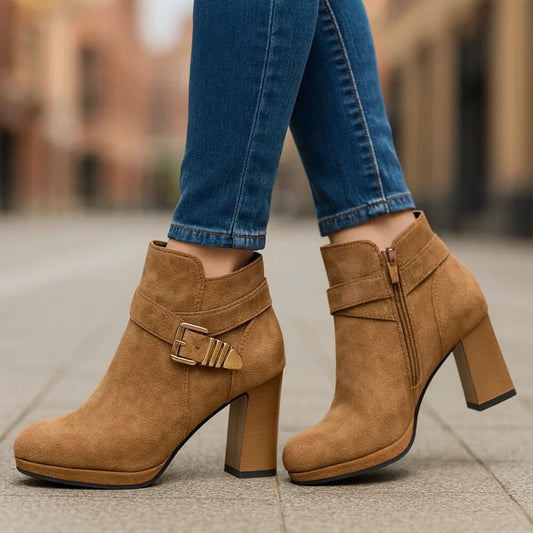 Women's Rich Suede Block Heel Platform Boots Corvine