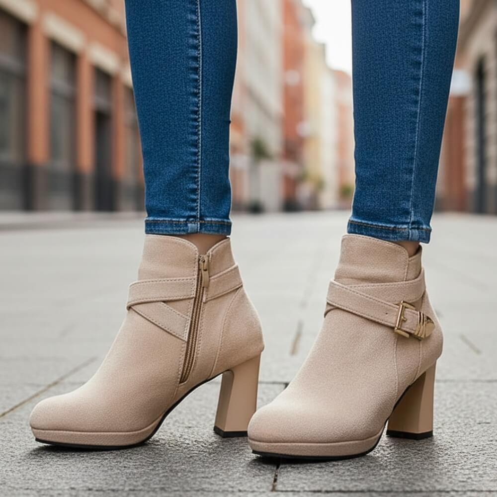 Women's Rich Suede Block Heel Platform Boots Corvine