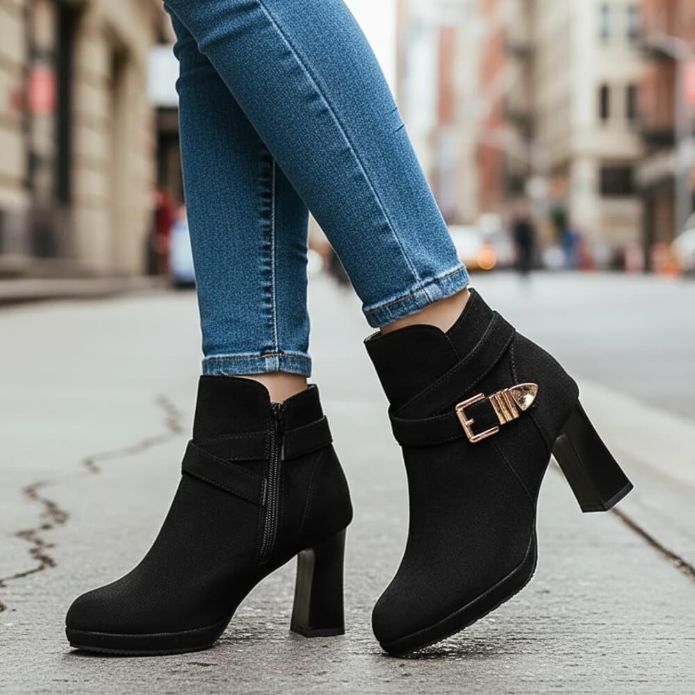 Women's Rich Suede Block Heel Platform Boots Corvine