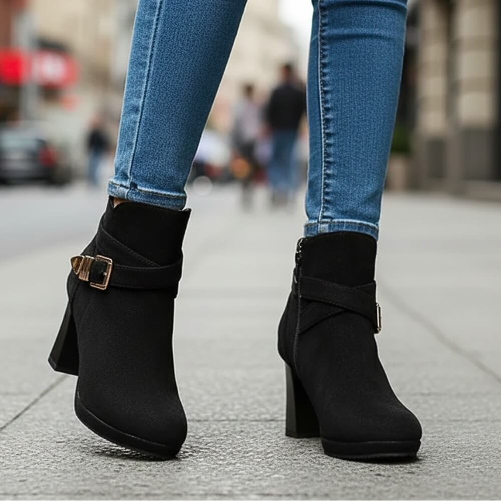 Women's Rich Suede Block Heel Platform Boots Corvine