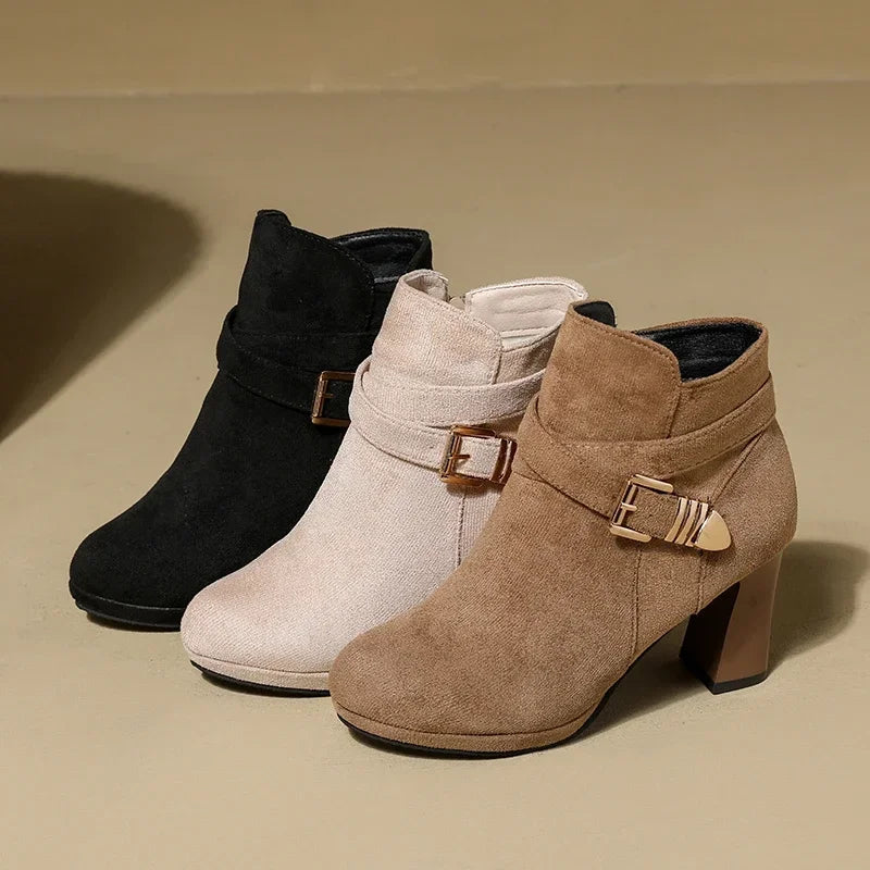 Women's Rich Suede Block Heel Platform Boots Corvine