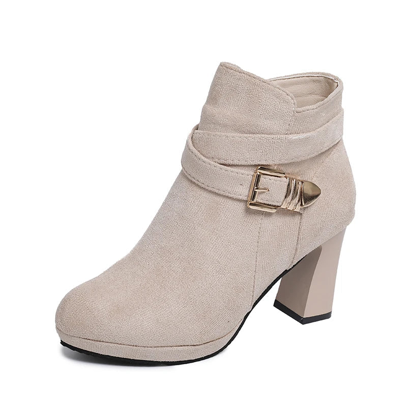 Women's Rich Suede Block Heel Platform Boots Corvine