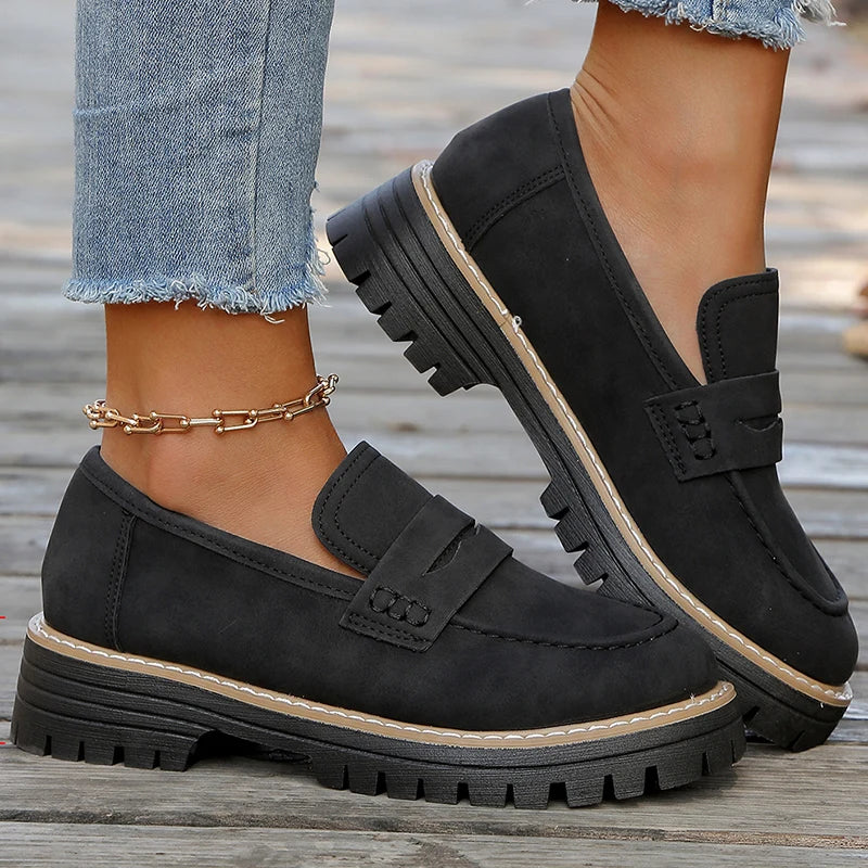 Women's Rich Suede Chunky Platform Loafers Corvine