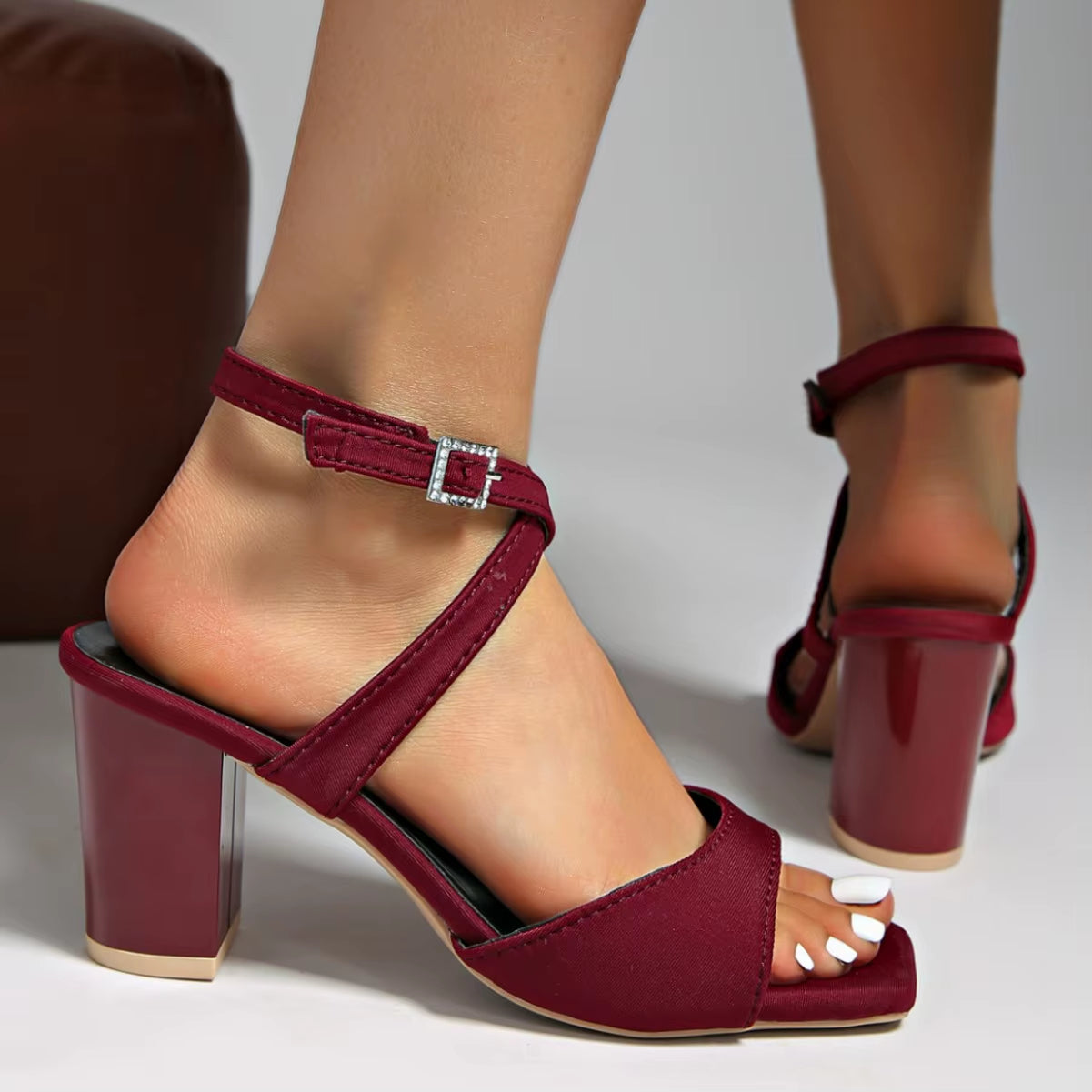 Women's Satin-Finish Criss-Cross Block Heel Sandals Corvine