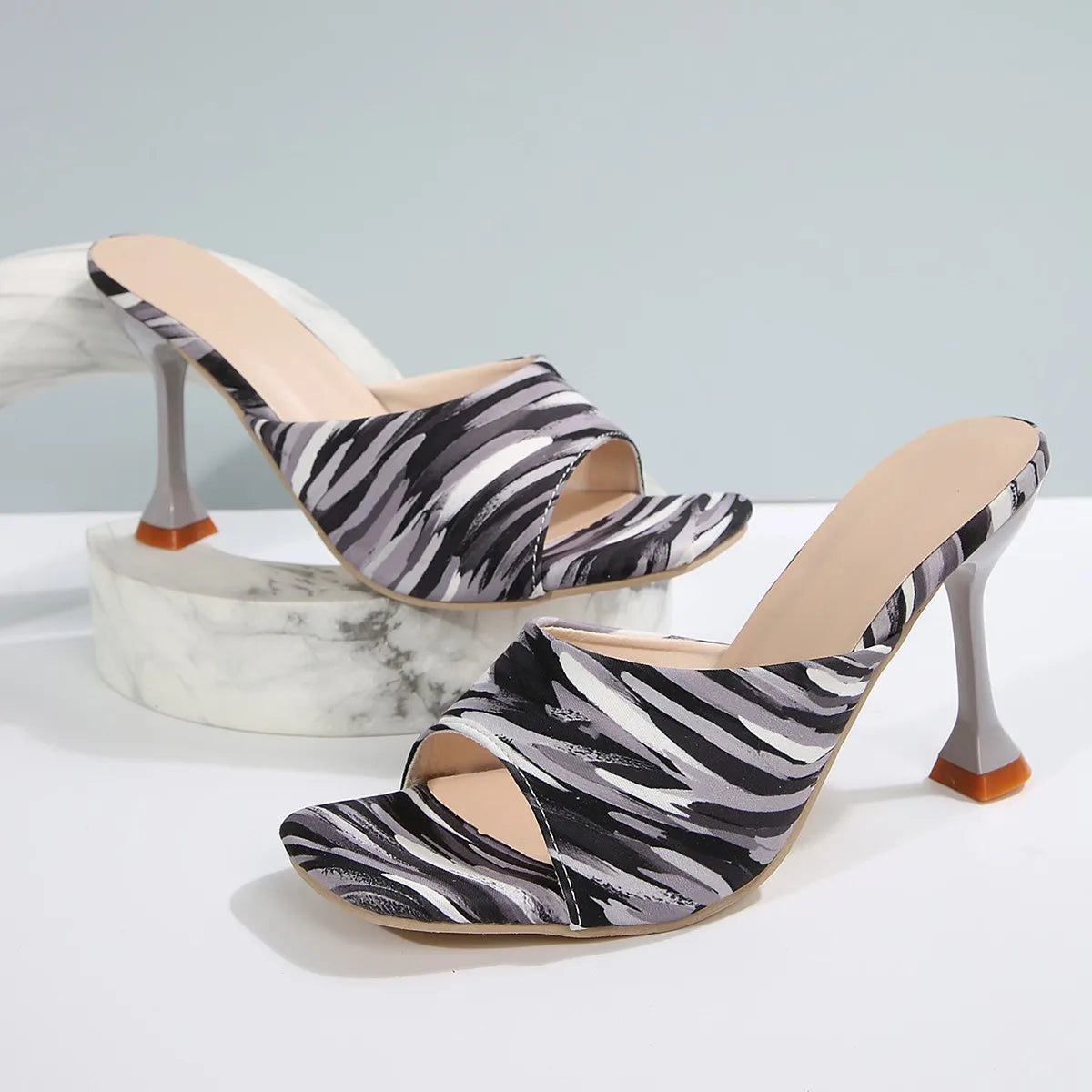 Women's Satin-Sheen Open-Toe Mules Shoes Corvine