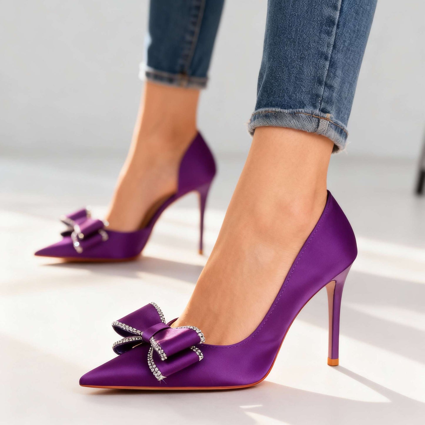 Women's Satin Bow Detail Stiletto Heels Corvine