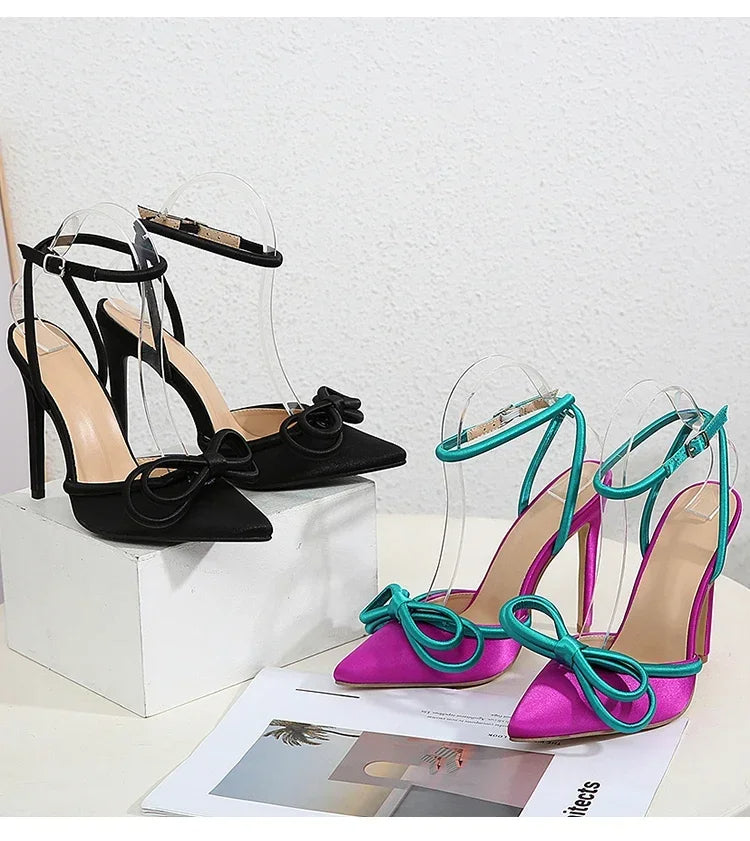 Women's Satin Bow Stiletto Heels Corvine