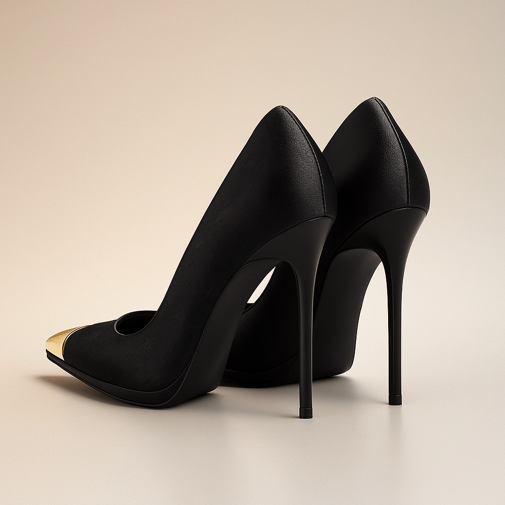 Women's Satin Textured Gold Heels Corvine