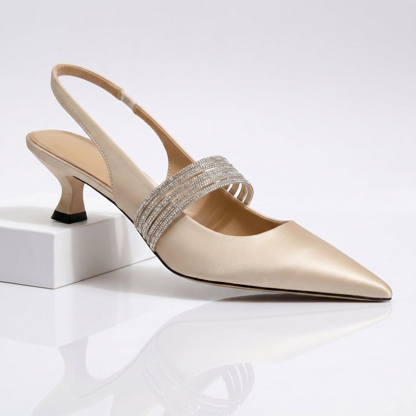 Women's Satin Upper Black Kitten Heels Corvine