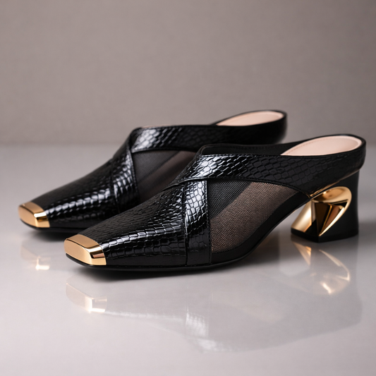 Women's Sculpted Block Heel Mules Corvine