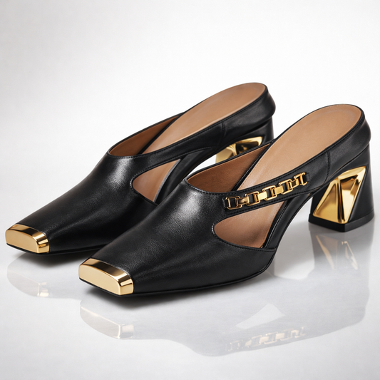 Women's Sculpted Block Heel Mules Shoes Corvine