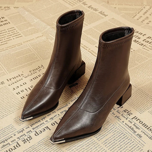 Women's Sculpted Faux-Leather Black Ankle Boots Corvine