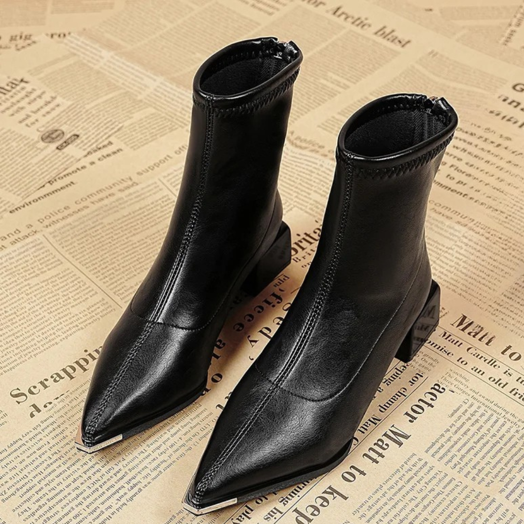 Women's Sculpted Faux-Leather Black Ankle Boots Corvine
