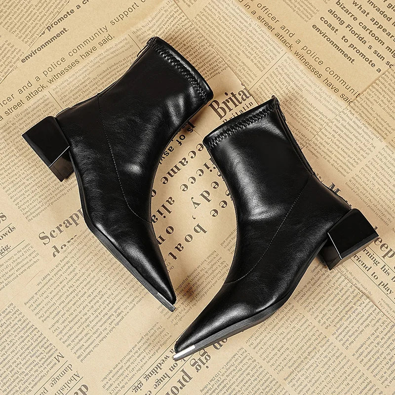 Women's Sculpted Faux-Leather Black Ankle Boots Corvine