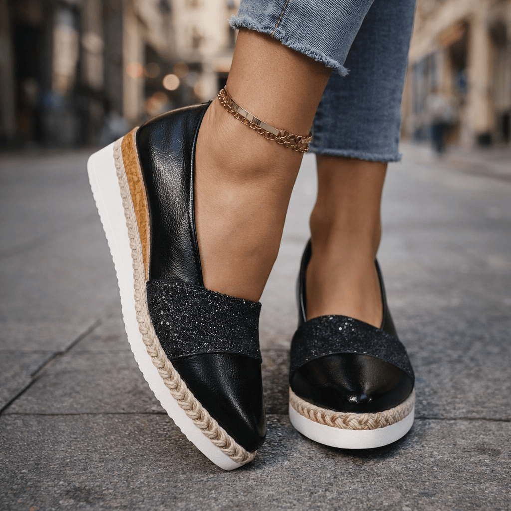Women's Shimmering Synthetic Wedge Shoes | Stylish Comfortable Slip-On Footwear