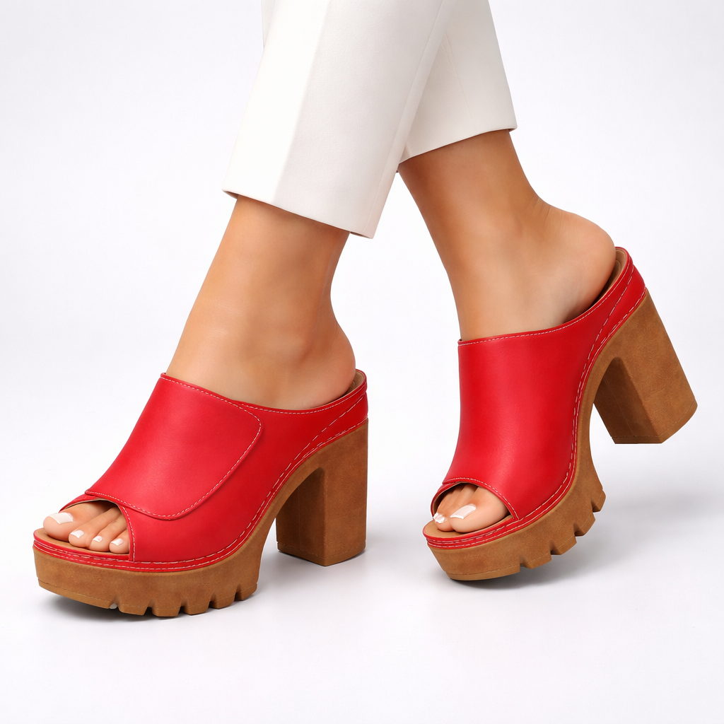 Women's Smooth Black Platform Heels Corvine