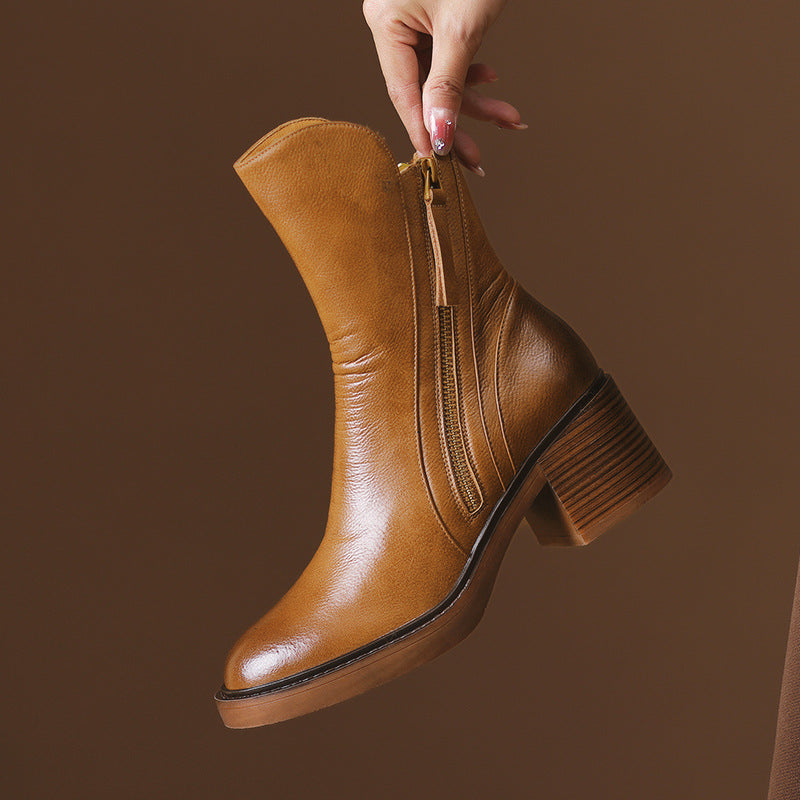 Women's Smooth Leather Black Ankle Boots Corvine