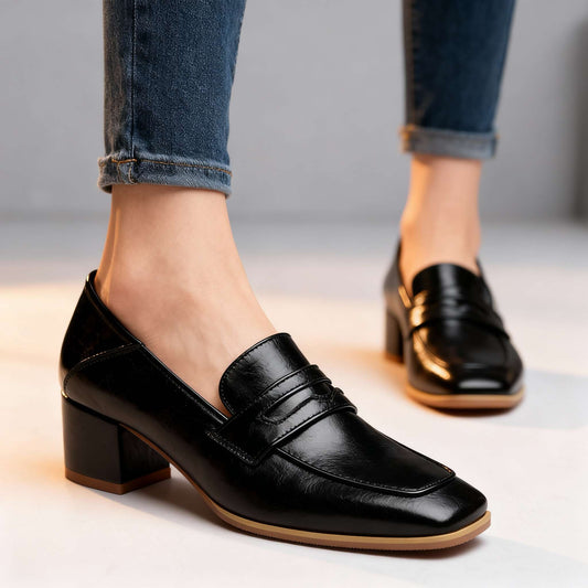 Women's Smooth Leather Black Loafers Corvine