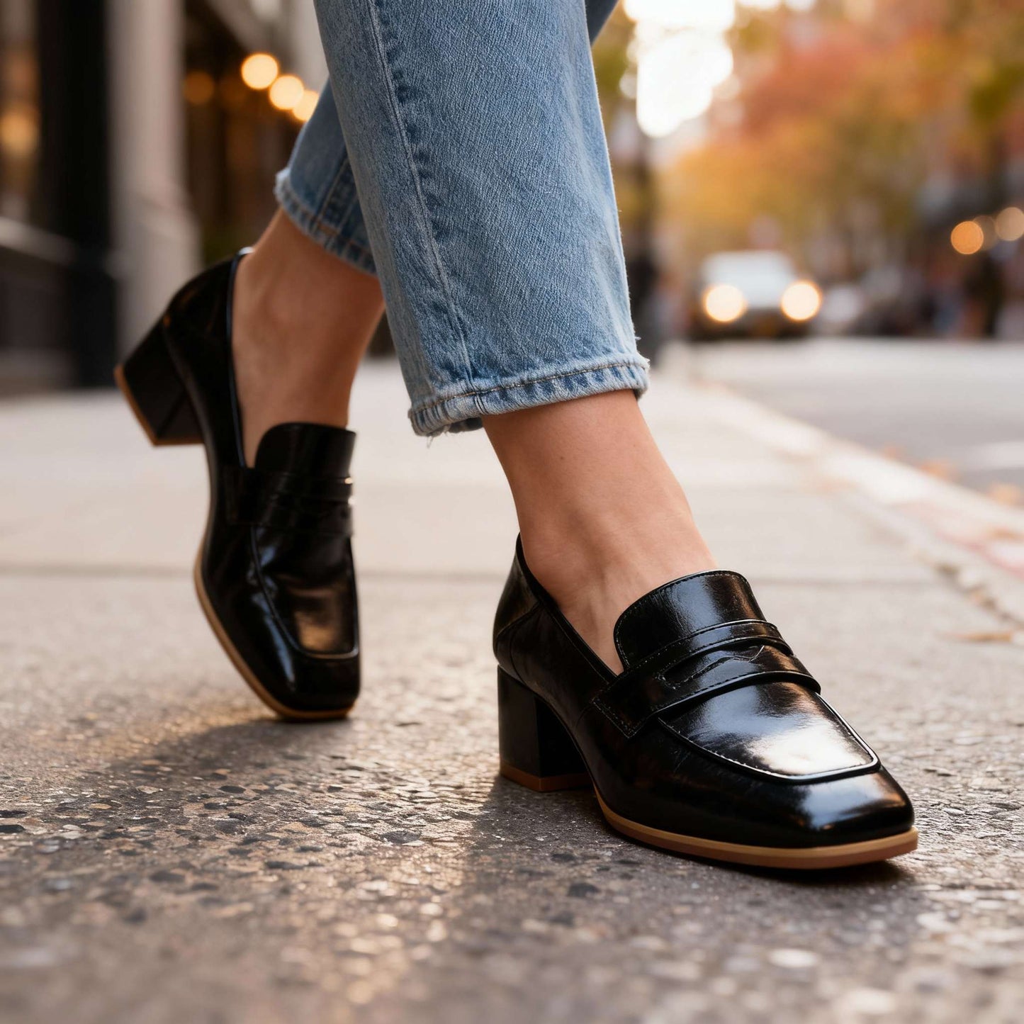 Women's Smooth Leather Black Loafers Corvine