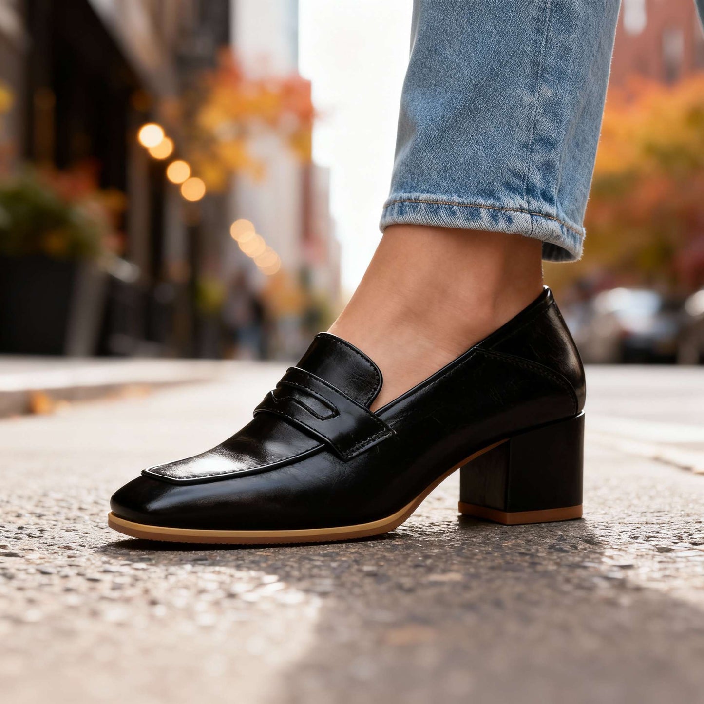 Women's Smooth Leather Black Loafers Corvine
