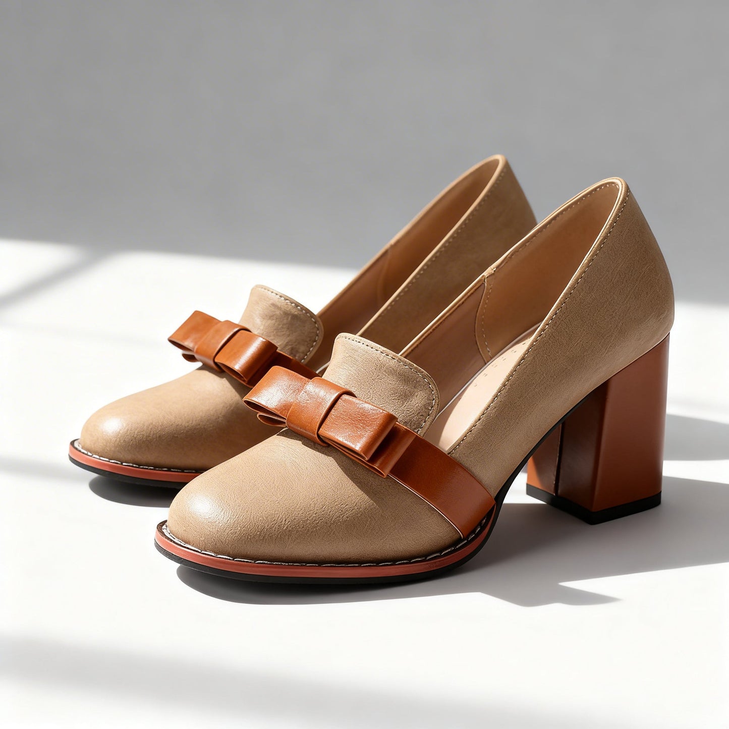 Women's Smooth Leather Bow Strap Loafers Corvine
