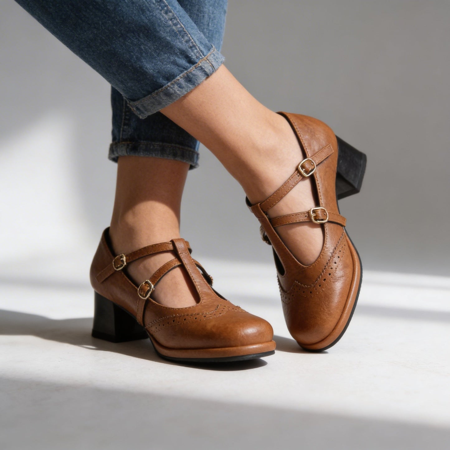 Women's Smooth Leather Brogue Loafers Corvine