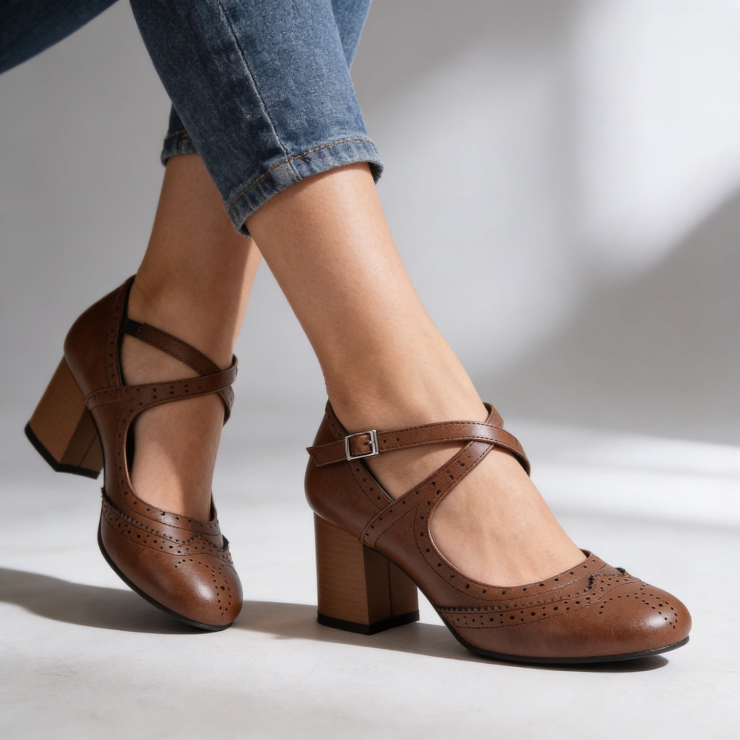 Women's Smooth Leather Brogue Loafers Corvine