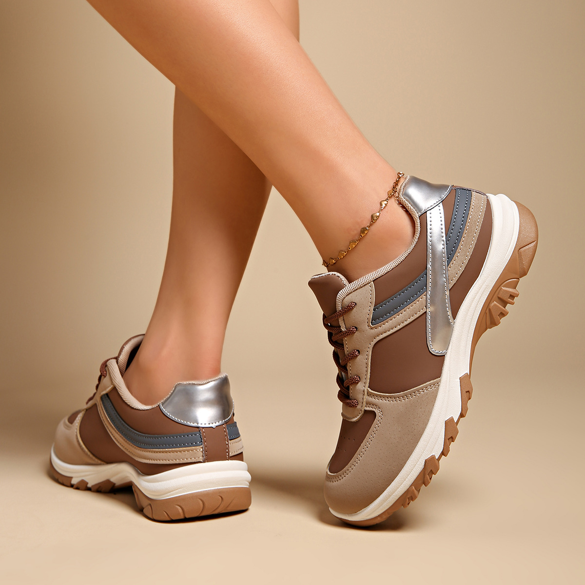 Women's Smooth Leather Casual Trainers Corvine