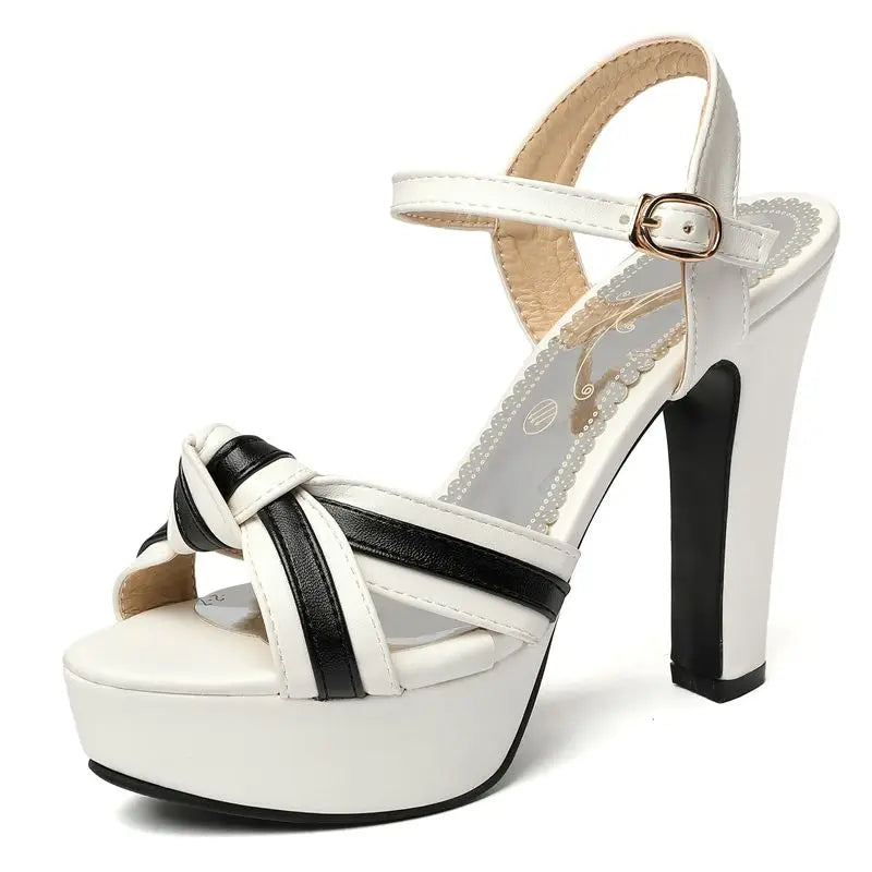 Women's Smooth Leather Crosslace Heels Corvine