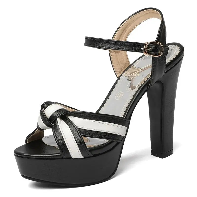 Women's Smooth Leather Crosslace Heels Corvine