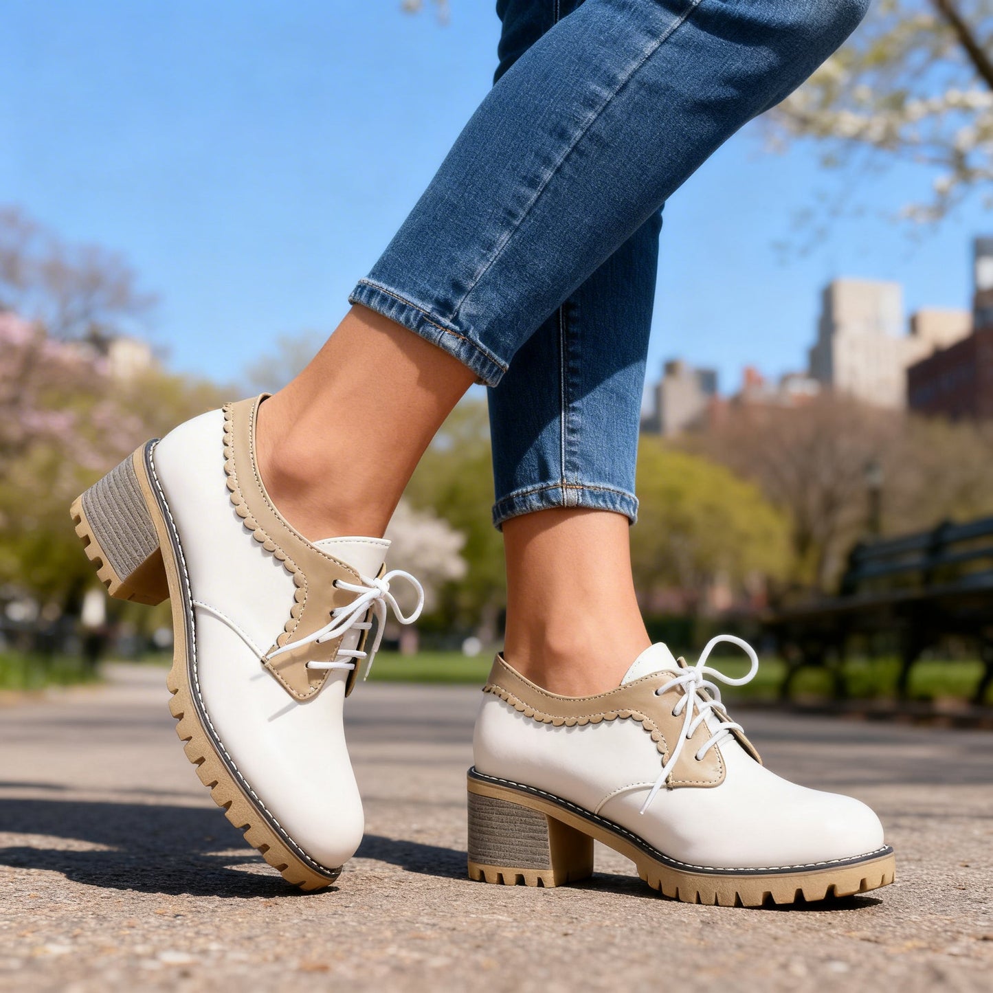 Women's Smooth Leather Lace-Up Derbies Corvine