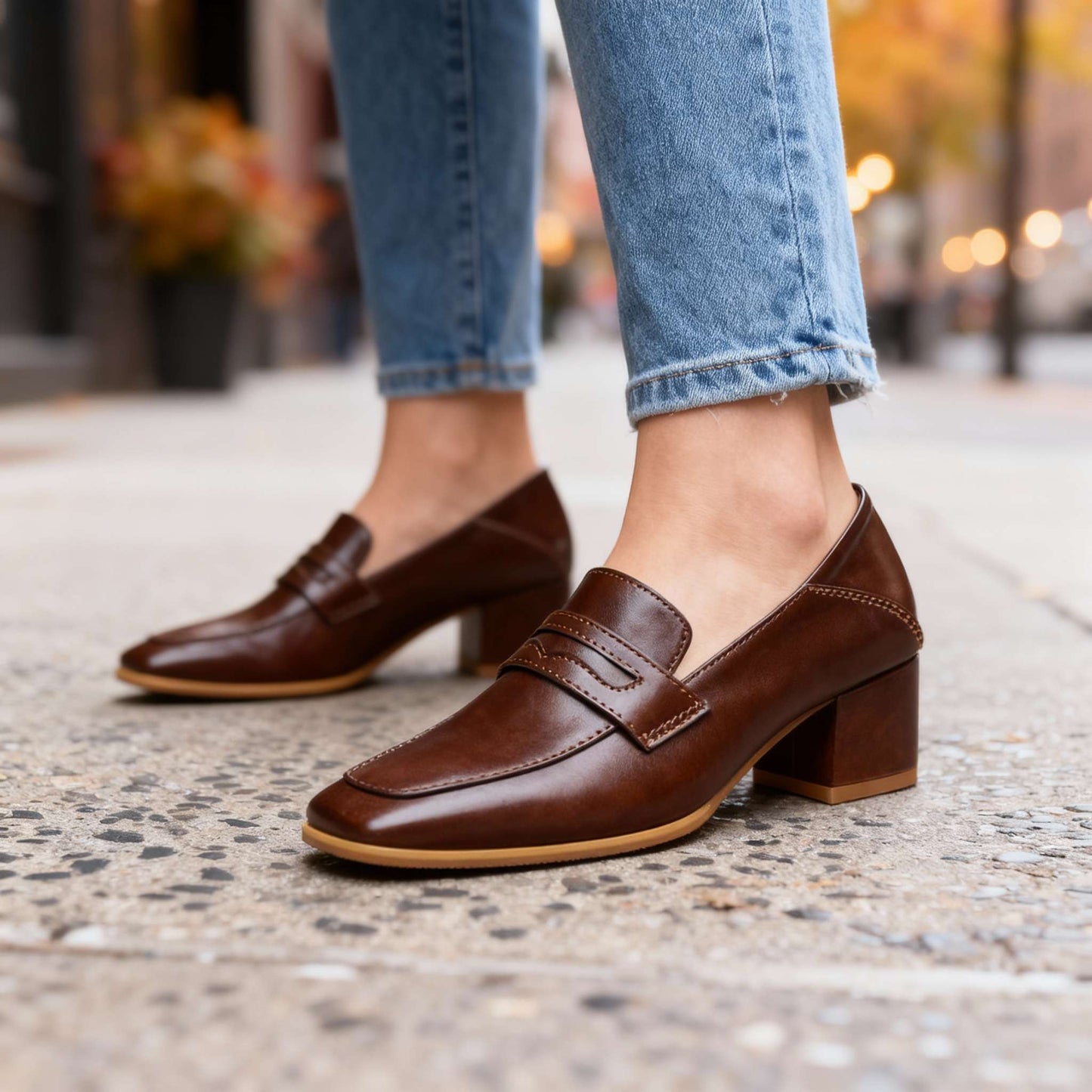 Women's Smooth Leather Penny Loafers Corvine