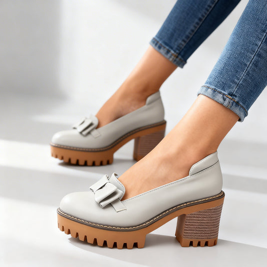 Women's Smooth Leather Platform Loafers Corvine