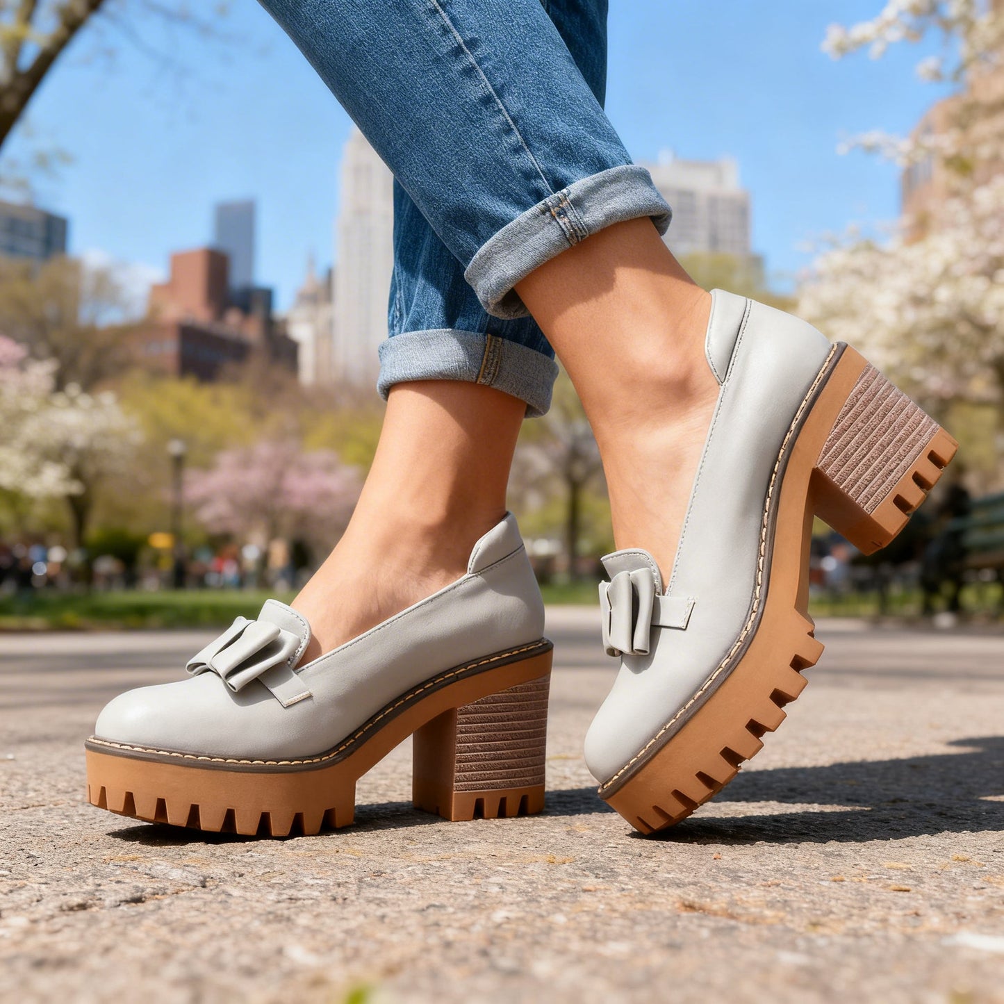 Women's Smooth Leather Platform Loafers Corvine