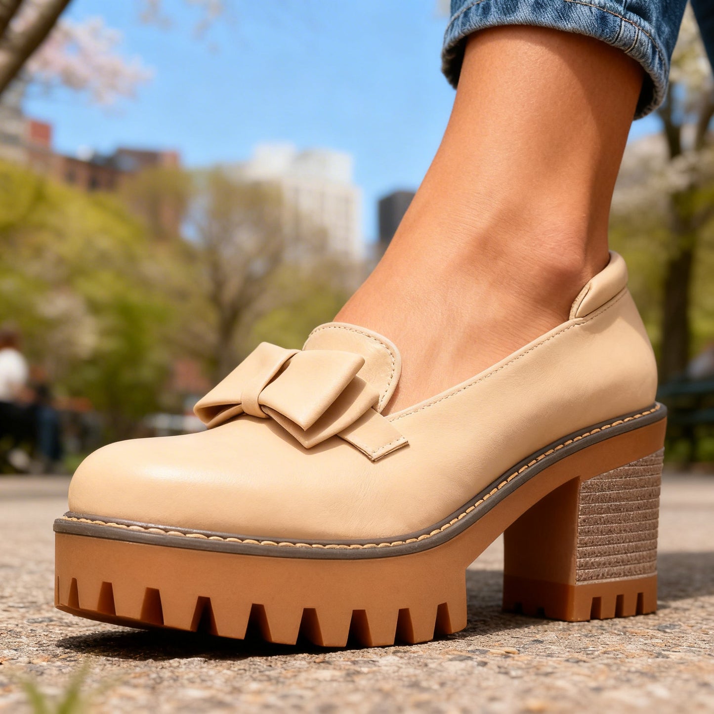 Women's Smooth Leather Platform Loafers Corvine