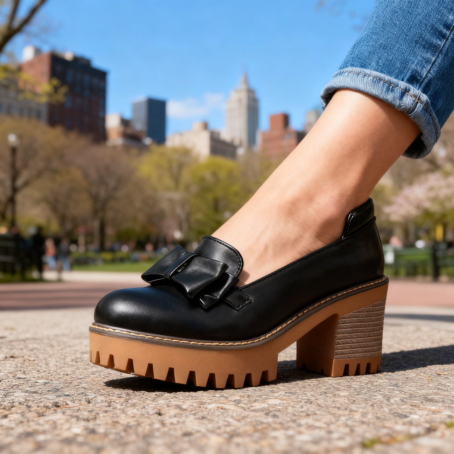 Women's Smooth Leather Platform Loafers Corvine