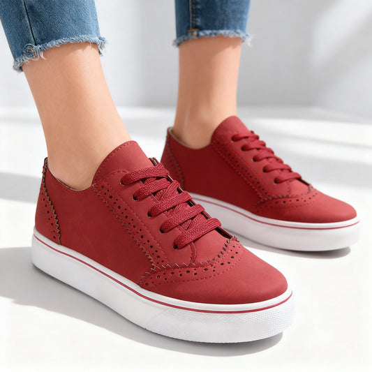 Women's Smooth Leather Vintage Brogue Sneakers Corvine