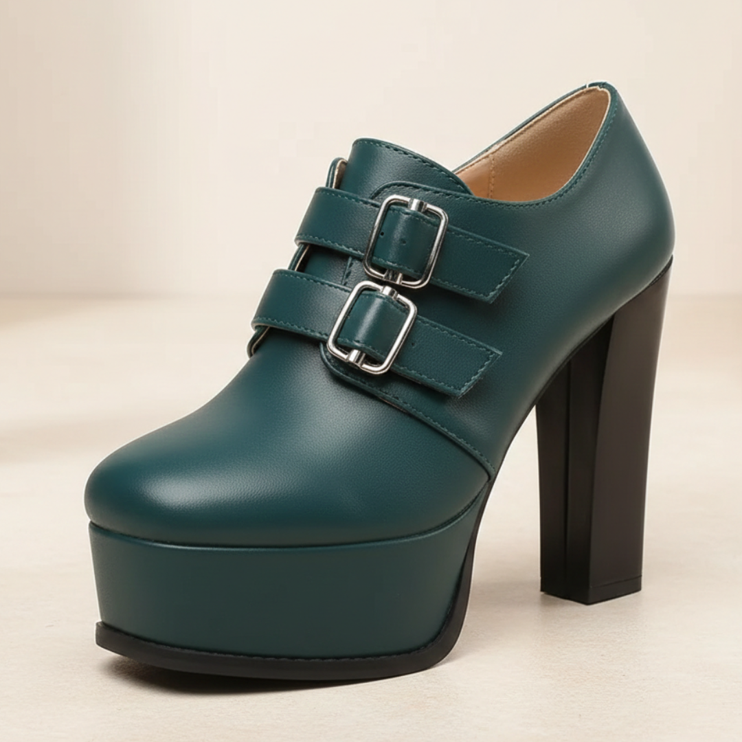Women's Smooth Matte Faux Leather Platform Heels Corvine