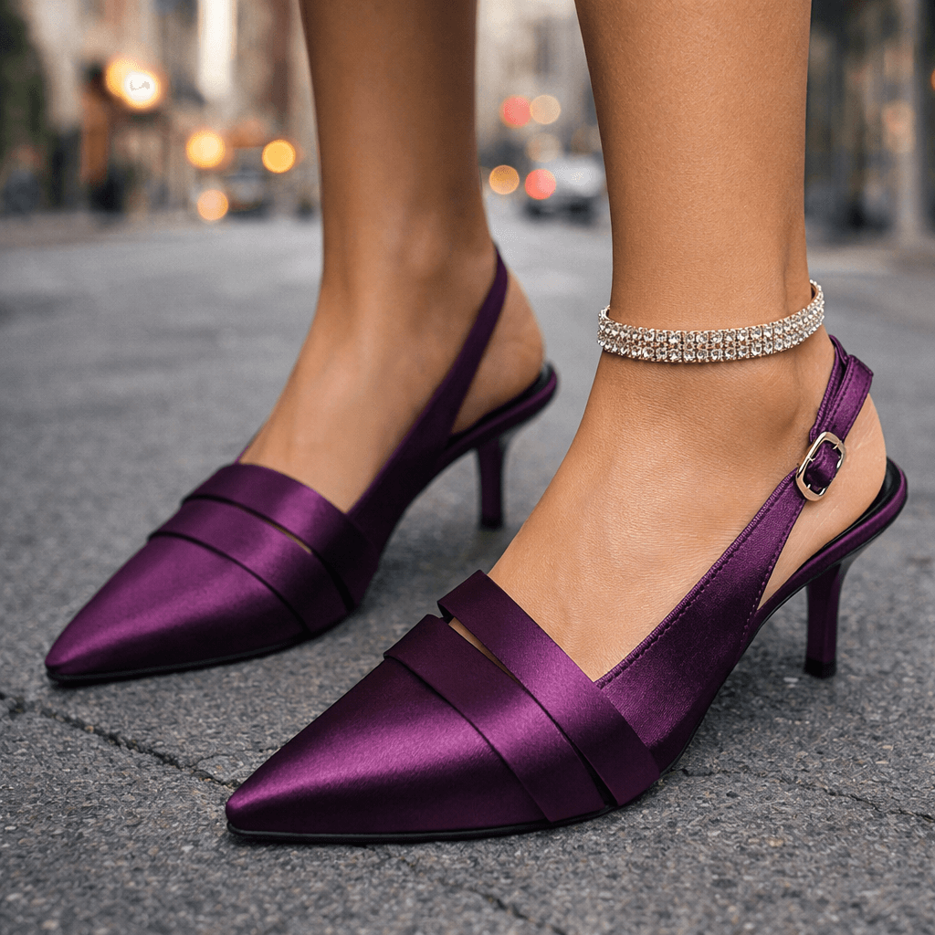 Women's Smooth Satin Pointed Toe Black Heels Corvine