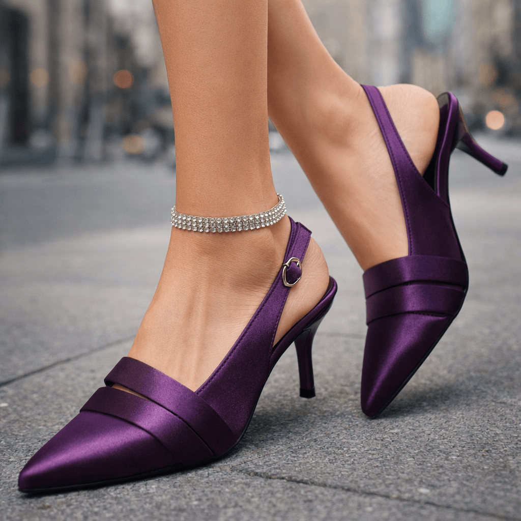 Women's Smooth Satin Pointed Toe Black Heels Corvine