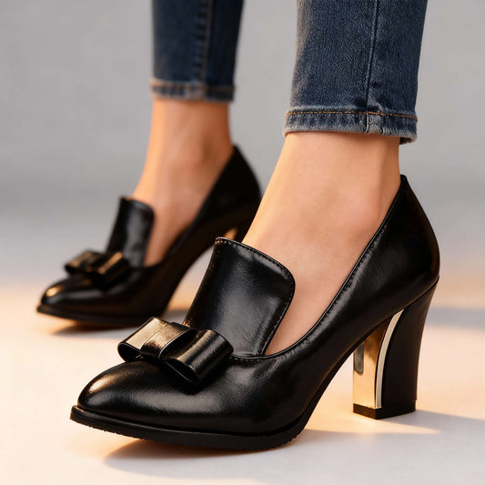 Women's Smooth Upper Bow Detail Heels Corvine