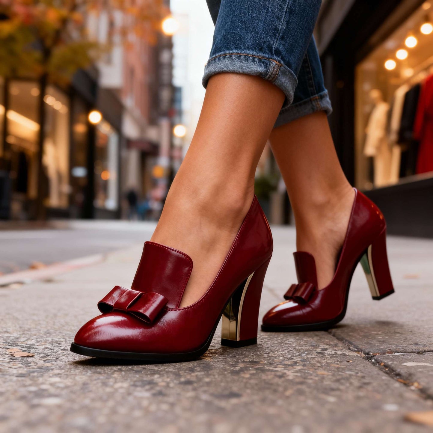 Women's Smooth Upper Bow Detail Heels Corvine