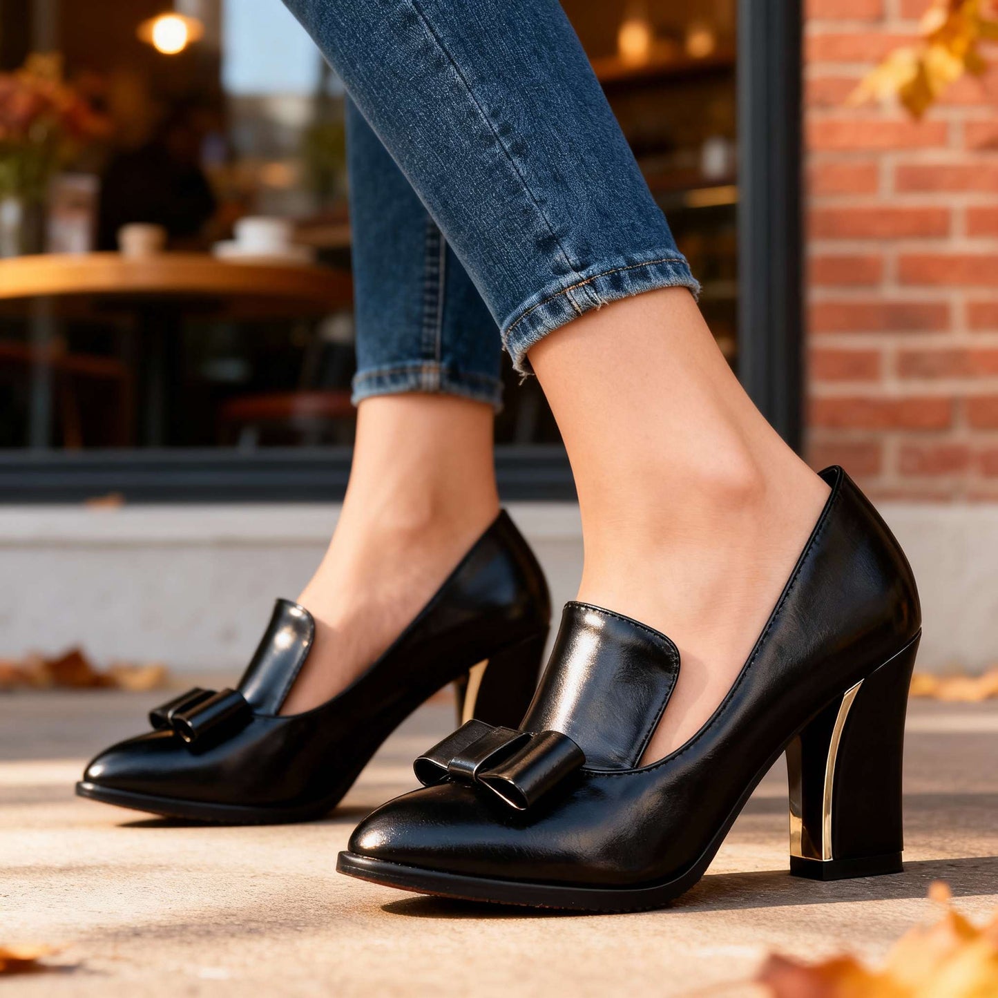 Women's Smooth Upper Bow Detail Heels Corvine