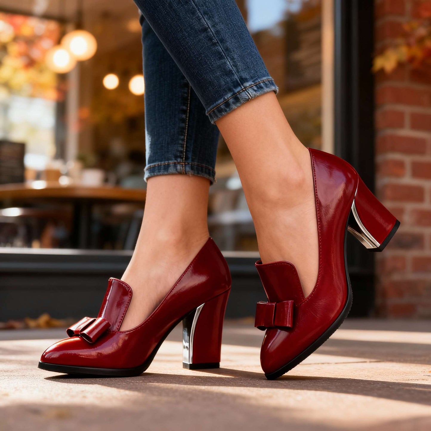 Women's Smooth Upper Bow Detail Heels Corvine