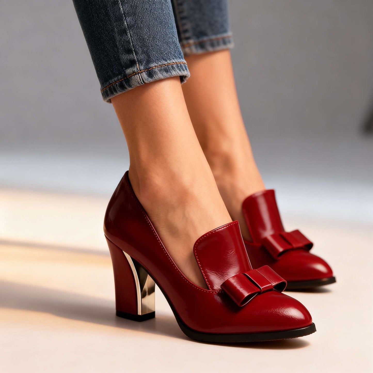 Women's Smooth Upper Bow Detail Heels Corvine